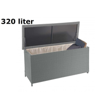 Wohnen Kerti tároló polirattan kerti láda 63x135x52 cm 320 liter szürke kerti tárolás