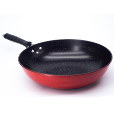  WOK serpenyő szénacélból, fedél nélkül, tapadásmentes bevonat, 30 cm, 444023, Piros/Fekete edény