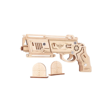 WoodCraft 3D fa mechanikus puzzle - Gumiszalagos pisztoly Falcon natural fajáték