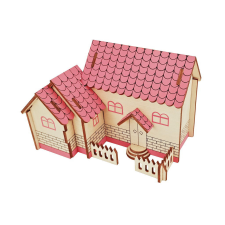 WoodCraft 3D fa mechanikus puzzle - lila ház fajáték