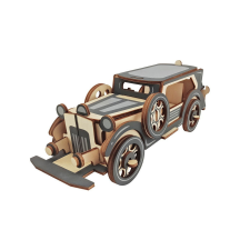 WoodCraft 3D fa mechanikus puzzle - régi limuzin autó színes fajáték