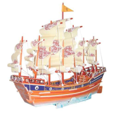 WoodCraft 3D fa mechanikus puzzle - vitorlás hajó színes 2 fajáték
