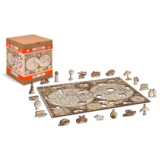 Wooden City antik világtérkép 2 az 1-ben fa puzzle puzzle, kirakós