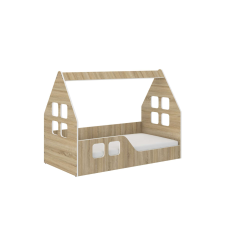 Wooden Toys Montessori HÁZIKÓ gyerekágy SONOMA 140x70cm - ajándék matraccal - balos gyermekágy