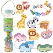 Woopie Green fa állatkás fűzős játék montessori 13 darab fajáték