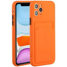 Wooze Apple iPhone 15 Plus, Szilikon tok, kártyatartóval, Wooze Card Slot, narancssárga tok és táska