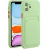 Wooze Apple iPhone 15 Pro Max, Szilikon tok, kártyatartóval, Wooze Card Slot, világoszöld