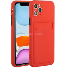 Wooze Apple iPhone 15, Szilikon tok, kártyatartóval, Wooze Card Slot, piros tok és táska