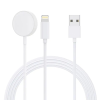 Wooze Apple iPhone és Apple Watch USB 2in1 Lightning + vezeték nélküli mágneses indukciós töltő, 1m kábel, fehér