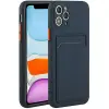 Wooze Huawei P40 Lite, Szilikon tok, kártyatartóval, Wooze Card Slot, sötétkék