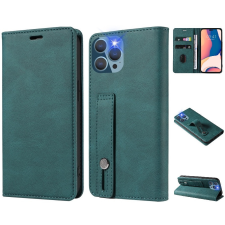 Wooze OnePlus 9, Oldalra nyíló tok, stand, kártyatartóval, kézpánttal, Wooze Business Plus, zöld tok és táska