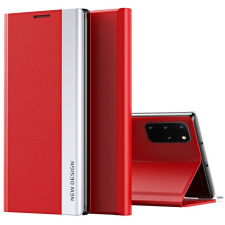 Wooze Samsung Galaxy Note 20 / 20 5G SM-N980 / N981, Oldalra nyíló tok, stand, Wooze Silver Line, piros tok és táska