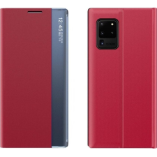 Wooze Samsung Galaxy S22 Plus 5G SM-S906, Oldalra nyíló tok, stand, hívás mutatóval, vékony csíkban, Wooze Look Inside, piros tok és táska