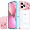 Wooze Trendy Műanyag hátlap + szilikon keret átlátszó akril hátlap kamera védelem Apple iPhone 13 Pro Max rózsaszín-kék