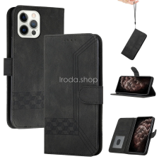 Wooze Xiaomi 12 Lite, Oldalra nyíló tok, stand, kártyatartóval, kézpánttal, Wooze Illusion, fekete tok és táska