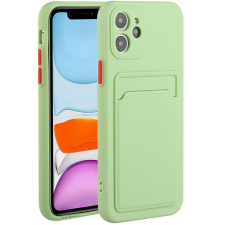 Wooze Xiaomi Redmi Note 9 5G, Szilikon tok, kártyatartóval, Wooze Card Slot, világoszöld tok és táska