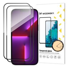 Wozinsky 2x szuper tartós, Full Glue ellátott, edzett üvegből készült teljes képernyőkeret tokbarát iPhone 14 Pro Fekete mobiltelefon kellék