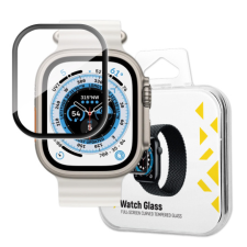 Wozinsky Full Glue edzett üveg Apple Watch Ultra 49mm 9H teljes képernyő edzett üveg fekete kerettel fólia okosóra kellék