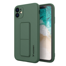 Wozinsky Kickstand rugalmas szilikon tok kitámasztóval iPhone 12 Pro Max sötétzöld tok és táska