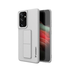 Wozinsky kitámasztható tok Flexible Silicone telefontok Stand Samsung Galaxy S21 Ultra 5g szürke tok és táska