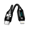 Wozinsky USB-C kábel - Lightning Wozinsky WUCLC2 LED kijelző 36W 2m - Fekete