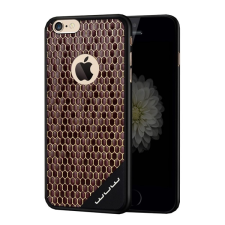 WUW műanyag telefonvédő (bőr hatású hátlap, méhsejt minta, logó kivágás) BARNA Apple iPhone 6 Plus 5.5, Apple iPhone 6S Plus 5.5 tok és táska