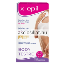 X-EPIL Prémium Lágy Gélgyantacsíkok érzékeny bőrre TESTRE 12 db szőrtelenítés