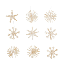 X-mas szalma karácsonyfadísz készlet natúr-fehér 36 db ?6cm karácsonyfadísz