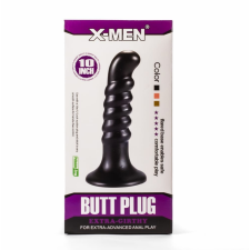 X-Men 10" Extra Girthy Butt Plug - letapasztható, spirál alakú anál dildó - 25,4 cm (fekete) műpénisz, dildó