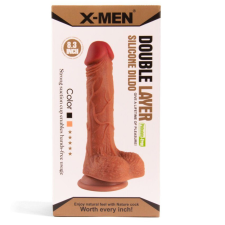 X-Men 8.3 inch Double Layer Silicone Dildo Brown műpénisz, dildó