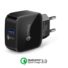 XE.H72PN.003 Qualcomm Quick Charger 3.0 USB tablet és telefon gyors töltő hálózati tápegység 220V fast charger - fekete 5V 2.5A/ 9V 2.5A/ 12V 2A egyéb notebook hálózati töltő