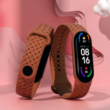 Xiaomi Mi Band 5/6/7 okoskarkötő braid szilikon pótszíj - Barna okosóra kellék