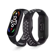 Xiaomi Mi Band 7 okoskarkötő dupla sport pótszíj - Szürke-fekete okosóra kellék