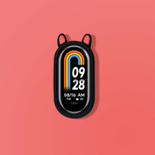 Xiaomi Mi band 8 szilikon kijelzővédő / védőtok - Fekete Nyuszi okosóra kellék