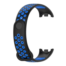  Xiaomi Mi Smart Band 8, szilikon pótszíj, állítható, lyukacsos, fekete/kék okosóra kellék