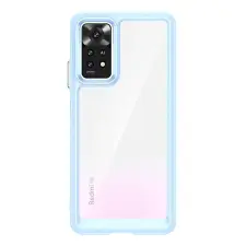  Xiaomi Poco X5 5G Telefontok - átlátszó hátlap tok, kék szilikon kerettel tok és táska