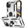  Xiaomi Redmi 10X 5G / 10X Pro 5G, Műanyag hátlap védőtok, közepesen ütésálló, szilikon belső, telefontartó gyűrű, Defender, ezüst