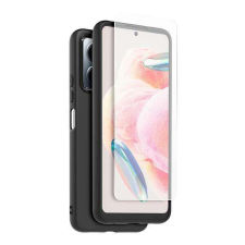Xiaomi Redmi Note 12 4G (Global), XIAOMI szilikon mobiltok, Matt + üvegfólia, Fekete tok és táska