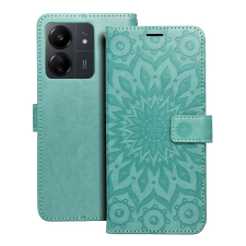 Xiaomi Telefontok Xiaomi Redmi 13C - MEZZO mandala mintás zöld mágneses szilikon keretes könyvtok tok és táska