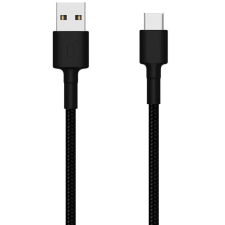Xiaomi USB töltő- és adatkábel, USB Type-C, 100 cm, 3000 mA, cipőfűző minta, Xiaomi Mi Braided, fekete, gyári, SJV4109GL kábel és adapter