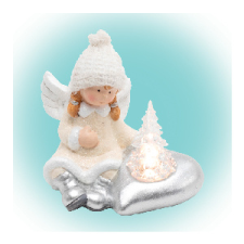  XMAS Kerámia figura, angyal világít karácsonyi dekoráció