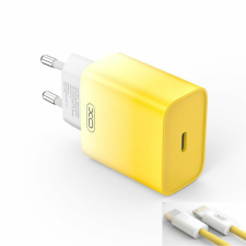 XO CE18 USB-C Hálózati töltő + USB-C/Lightning kábel - Sárga (30W) (CE18 USB-C-LIGHTNING-SÁRGA) mobiltelefon kellék