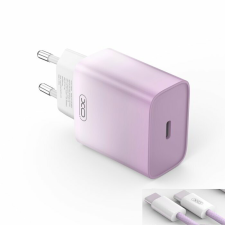 XO CE18 USB-C Hálózati töltő + USB-C/USB-C kábel - Lila (30W) mobiltelefon kellék