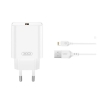 XO CE33 hálózati töltő USB aljzat (18W, gyorstöltő 3.0 + lightning kábel) FEHÉR