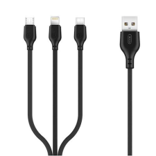 XO NB103 3in1 iPhone 8pin Type-C Micro USB fekete adatkábel 1m 2.1A mobiltelefon kellék