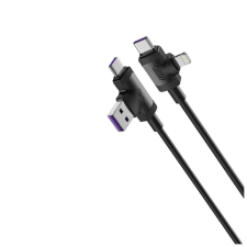 XO NB237 4 az 1-ben 2xUSB-C - USB-A - Lightning kábel 1m fekete (128981) kábel és adapter