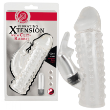  Xtension - nyuszis vibro péniszköpeny (áttetsző) péniszköpeny