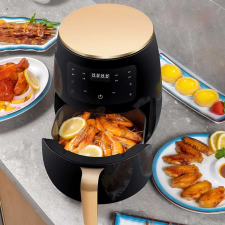 XXL Digitális kijelzős, olaj nélküli prémium légkeveréses sütő, fritőz, 6L #fekete-arany fritőz