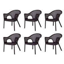  XXL Erős műrattan kerti szék stabil 150 kg terhelhetőséggel - 6 DB kerti bútor