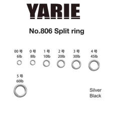  Yarie 806 Split ring Black 20lb #2 kulcskarika horgászkiegészítő